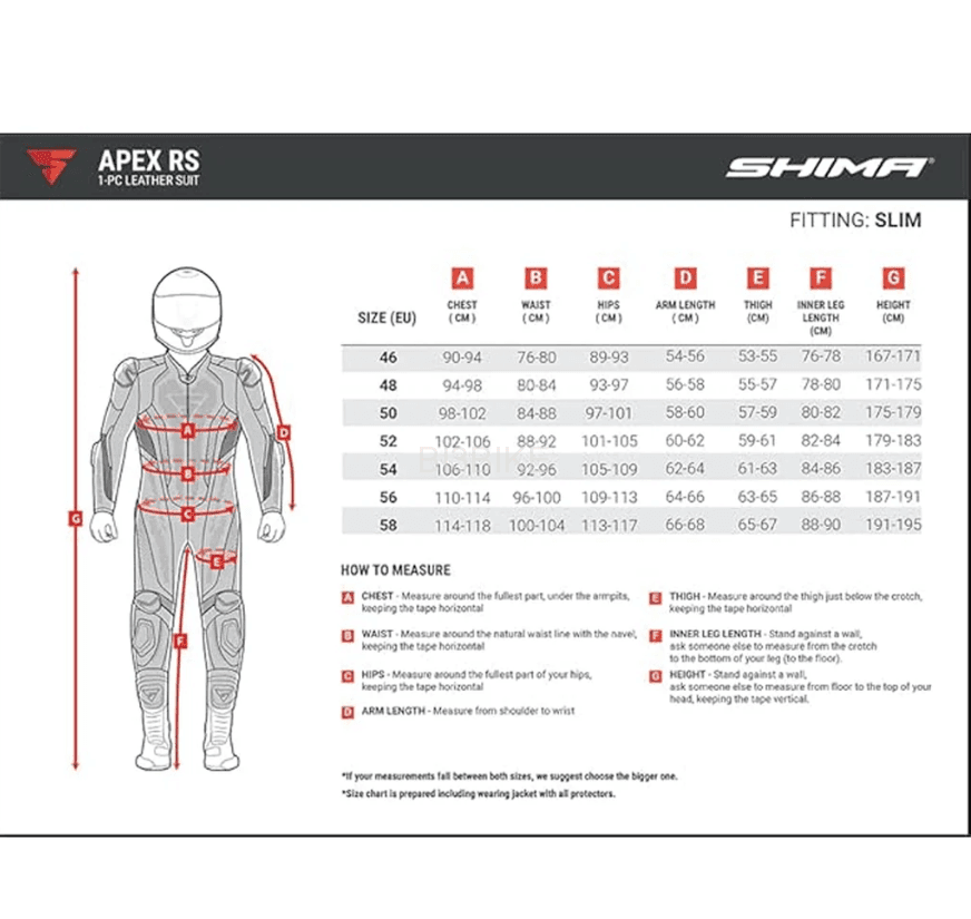 SHIMA Men’s Apex RS Motorbike Full Leather Suit Black/Red